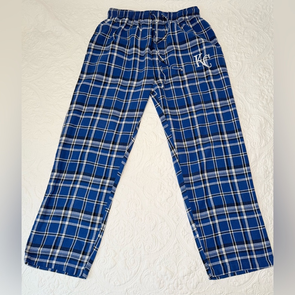 Kansas City Royals MLB Blue Plaid Flannel Pajama Pants Size Medium